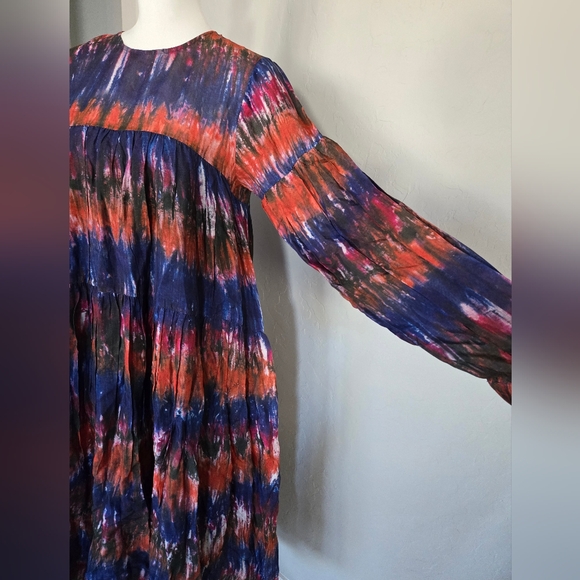 Anthropologie Norblack Norwhite Agatha Tie Dye Drapey Boho Maxi Dress Sz S - Picture 7 of 12